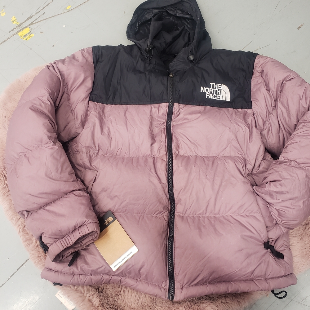The North Face 1996 Retro Nuptse Black and Dusty Rose Puffer Jacket Brand New